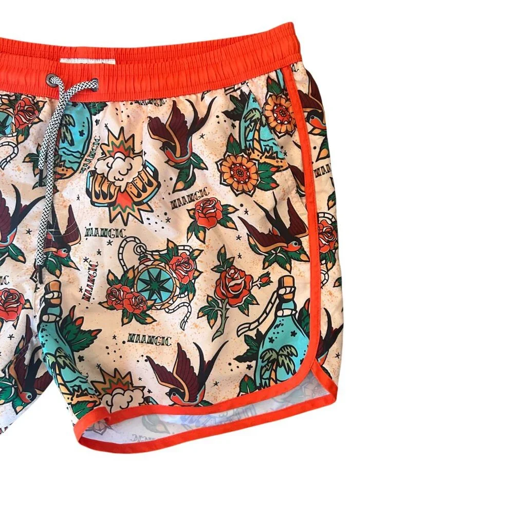 MAAMGIC Traditional Tattoo Novelty Print Classic Swim Trunks XXL